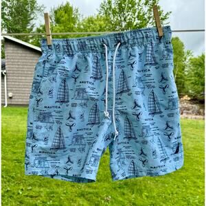Nautica sustainably crafted swim shorts men’s small nautical theme detailing